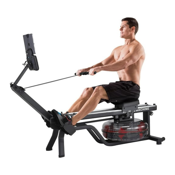 M optimized Water Rowing Machines for Home, 380 Lbs Capacity Rower Machine with Digital Monitor, Wide Ergonomic Seating and Tablet Holder, App Compatible
