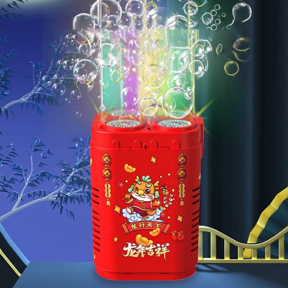 Máquina portátil, juguetes musicales audiovisuales, juguetes de Año Nuevo totalmente automáticos, máquina para hacer burbujas con 48 orificios y 240 ml. families gifts