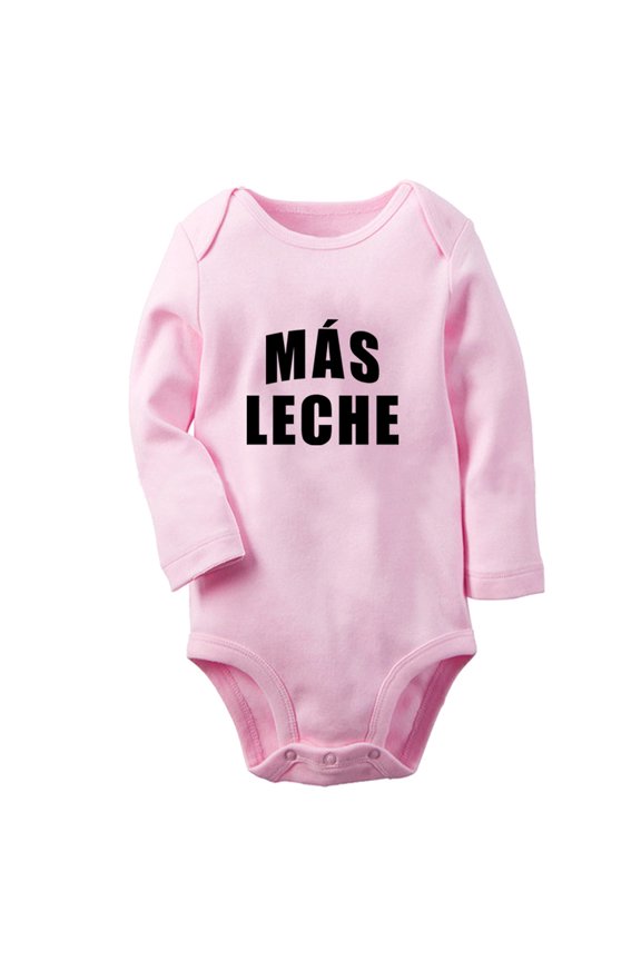 Más Leche Funny Rompers, Newborn Baby Unisex Bodysuits, Infant Jumpsuits, Toddler 0-12 Months Kids Long Sleeves Oufits (Pink, 6-12 Months)
