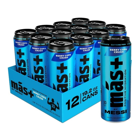 Más  by Messi Hydration Sports Drink Berry Copa Crush, 12 pack, 19.2 fl oz Cans