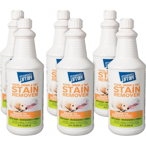 Mtsenbcker's Lift Off Food/Drink/Pet Stain Remover, Liquid, 32 fl oz (1 quart) (40503CT) | 2 Cartons (12 Total)