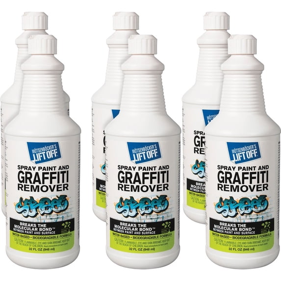 Lift Off 41103-6PK Spray Paint and Graffiti Remover, Water-Based, 32 Fl Oz, Pack of 6