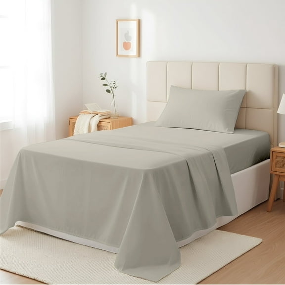 Máulli Collection 100% Cotton Bed Sheets Twin XL Set - 400 Thread Count Cotton Twin XL Sheets, 3 PC Set (Silver), Soft, Breathable, Cooling, Sateen Weave 16" Deep Pocket Bedsheet for Hot Sleepers