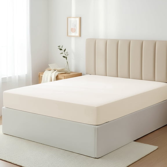 Máulli Collection 100% Cotton California King Fitted Sheet - 400 Thread Count Cotton Fitted Sheets (1 PC, Ivory), Soft, Cooling Hotel Bottom Sheet
