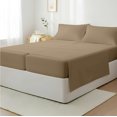 thumbnail image 1 of Máulli Collection 100% Cotton Split King Sheets for Adjustable Bed - 400 Thread Count 5 PC Sateen Split Sheet Set, Soft, Breathable Cooling Cotton Sheets, 16" Deep Pocket Split King Sheet (Taupe), 1 of 7