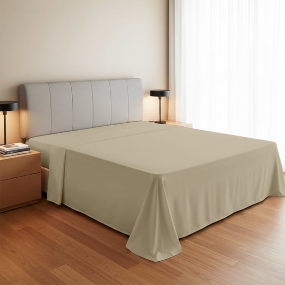 Máulli Collection Flat Cotton Sheet California King - 100% Organic Cotton Flat Sheets Sold Separately (1 PC, Taupe), Crisp, Cooling Percale Sheets