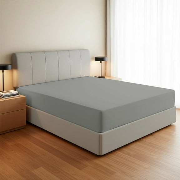 Máulli Collection 100% Organic Cotton Fitted Sheet King Size - 144 Thread Count Fitted Sheet King Cotton Only, Soft, Durable, Cooling 16" Deep Pocket Percale Weave, Hotel Quality - Dark Grey