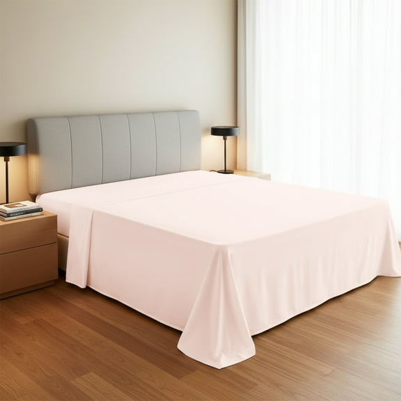 Máulli Collection 100% Organic Cotton Percale Flat Sheet Full Size - 1 PC Flat Sheet, Blush - Crisp, Cool and Strong Bed Linen, Top Sheets for Hot Sleepers, Breathable GOTS Certified Sheets