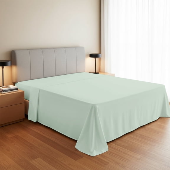 Máulli Collection 100% Organic Cotton Flat Sheets Sold Separately Full Size - Flat Cotton Sheet (1 PC, Sea Foam), Crisp, Cooling Percale Weave Sheets