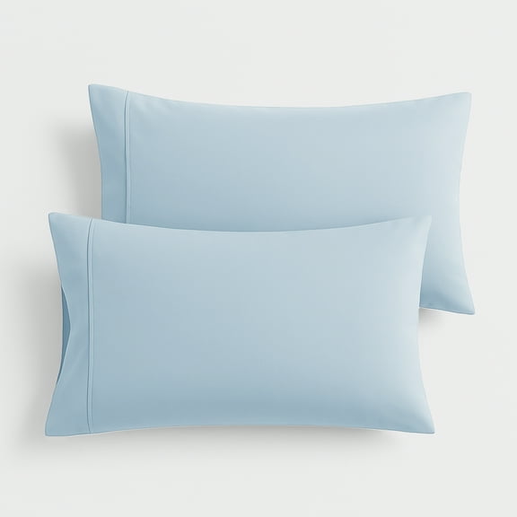 Máulli Collection 100% Organic Cotton King Size Pillow Cases Set of 2 - Soft, Cooling & Breathable Organic Cotton Percale Weave Pillowcase for King Pillow (Light Blue), Authentic GOTS Certified