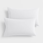 Máulli Collection 100% Organic Cotton Pillow Case King Size Set of 2 - Crisp, Cooling Percale Weave Cotton Pillow Cases (White)