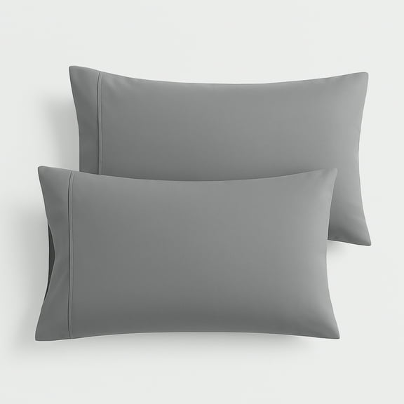 Máulli Collection 100% Organic Cotton Pillow Cases Set of 2 Queen / Standard Size - Soft, Cooling & Breathable Organic Cotton Percale Weave Pillowcase for Queen Pillow (Dark Grey), GOTS Certified