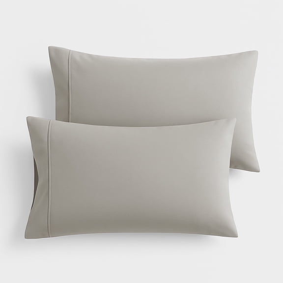 Máulli Collection Queen Pillow Cases Set of 2 - 100% Organic Cotton Pillow Cases Crisp, Cool Percale Weave Pillowcase for Queen Pillow (Light Grey)
