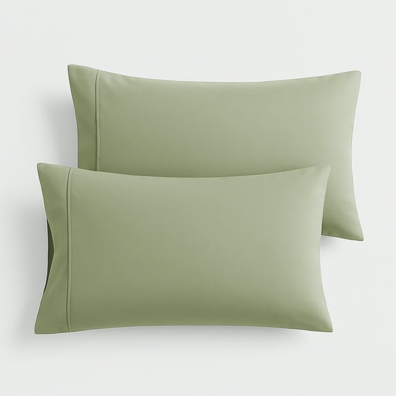 Máulli Collection 100% Organic Cotton Pillow Cases Set of 2 Queen / Standard Size - Soft, Cooling & Breathable Organic Cotton Percale Weave Pillowcase for Queen Pillow (Sage Green), GOTS Certified
