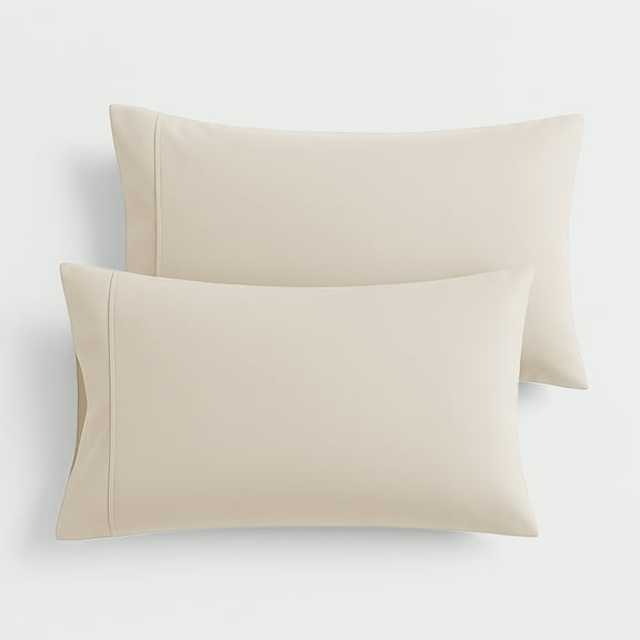 Máulli Collection 100% Organic Cotton Pillow Cases Set of 2 Queen / Standard Size - Soft, Cooling, Crisp & Breathable Organic Cotton Percale Weave Pillowcase for Queen Pillow (Ivory), GOTS Certified