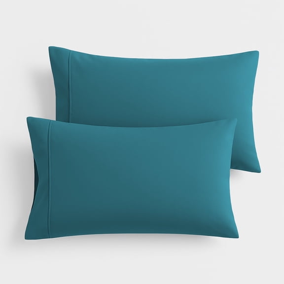 Máulli Collection Queen Pillow Cases Set of 2 - 100% Organic Cotton Pillow Cases Crisp, Cool Percale Weave Pillowcase for Queen Pillow (Teal)