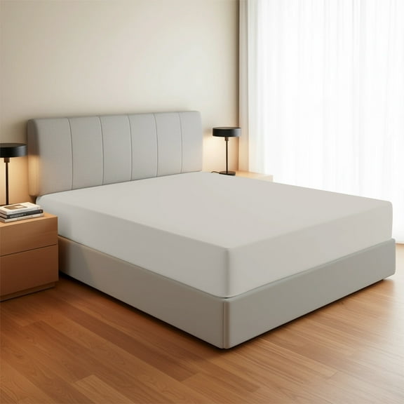 Máulli Collection 100% Organic Cotton Queen Fitted Sheet Only - 144 Thread Count Cotton Fitted Sheet Queen, Soft, Durable, Cooling 16" Deep Pocket Percale Weave, Hotel Quality - Light Grey