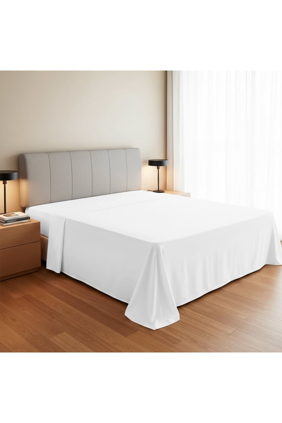 Máulli Collection Queen Flat Sheet - 100% Organic Flat Cotton Sheet Queen Size (1PC,White), Crisp, Cooling Percale Weave Sheets