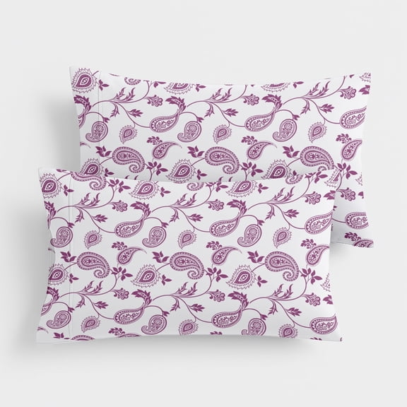 Máulli Collection Queen Pillow Cases Set of 2 - 100% Organic Cotton Pillow Cases Crisp, Cool Percale Printed Pillowcase for Queen Pillow (Paisley)