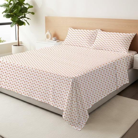 Máulli Collection 100% Organic Cotton Sheets King Size - Hotel Collection King Size Cotton Sheets (4 PC, Pastel Dreams) Cooling Percale Printed Sheet