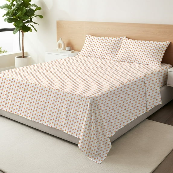 Máulli Collection 100% Organic Cotton Sheets King Size - 4 PC Printed Organic Cotton King Percale Weave Sheet Set, Soft, Cooling, Crisp, 16" Deep Pocket Hotel Quality Bedding Set - Pastel Dreams
