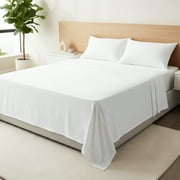 Máulli Collection 100% Organic Cotton Sheets Queen Size - 4 PC Organic Cotton Queen Size Percale Weave Sheet Set, Soft, Cooling, Crisp & Breathable, 16" Deep Pocket Hotel Quality Bedding Set - White