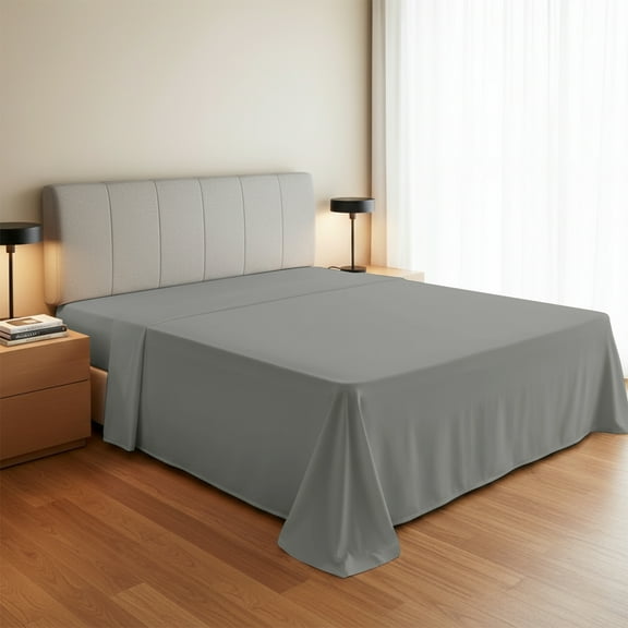 Máulli Collection 100% Organic Cotton Percale Flat Sheet Twin Size - 1 PC Flat Sheet, Dark Grey - Crisp, Cool and Strong Bed Linen, Top Sheets for Hot Sleepers, Breathable GOTS Certified Sheets