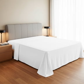 Máulli Collection Flat Cotton Sheet Twin XL - 100% Organic Cotton Flat Sheets (1 PC, White), Crisp, Cooling Percale Weave Flat Sheets