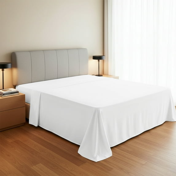 Máulli Collection 100% Organic Cotton Percale Flat Sheet Twin XL Size - 1 PC Flat Sheet, White - Crisp, Cool and Strong Bed Linen, Top Sheets for Hot Sleepers, Breathable GOTS Certified Sheets