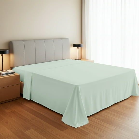 Máulli Collection 100% Organic Cotton Percale Flat Sheet Twin XL Size - 1 PC Flat Sheet, Sea Foam - Crisp, Cool and Strong Bed Linen, Top Sheets for Hot Sleepers, Breathable GOTS Certified Sheets