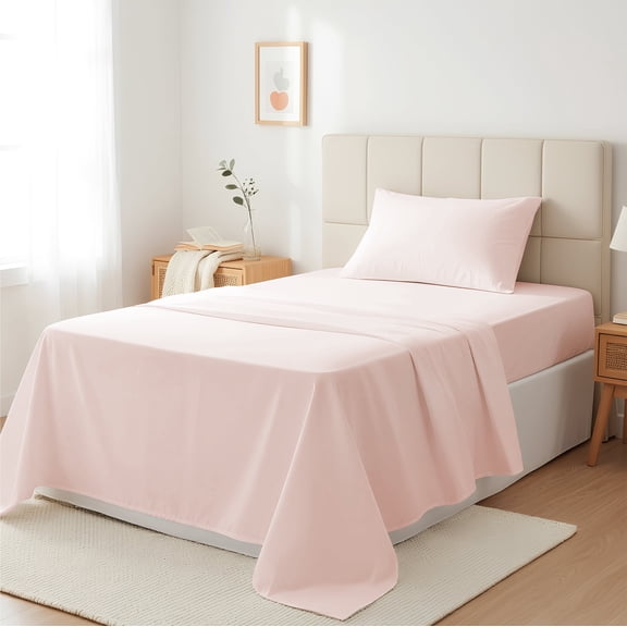 Máulli Collection Twin Sheets 400 Thread Count - 100% Cotton Sheets (3 PC, Blush), Luxury Soft, Breathable, Cooling, Sateen Weave Hotel Sheet Set