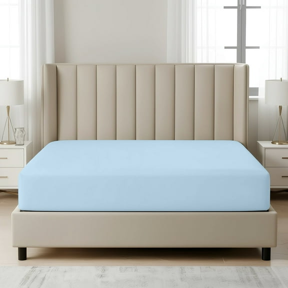 Máulli Collection Fitted Sheet Queen – 1 Pc, Baby Blue, 1800 Series Premium Brushed Microfiber, Ultra-Soft Hotel Luxury, Deep Pocket, Durable & Long Lasting, Wrinkle & Fade Resistant