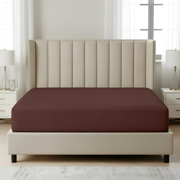Máulli Collection Fitted Sheet Queen – 1 Pc, Brown, 1800 Series Premium Brushed Microfiber, Ultra-Soft Hotel Luxury, Deep Pocket, Durable & Long Lasting, Wrinkle & Fade Resistant