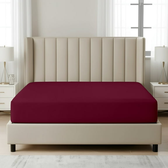 Máulli Collection Fitted Sheet Queen – 1 Pc, Burgundy, 1800 Series Premium Brushed Microfiber, Ultra-Soft Hotel Luxury, Deep Pocket, Durable & Long Lasting, Wrinkle & Fade Resistant