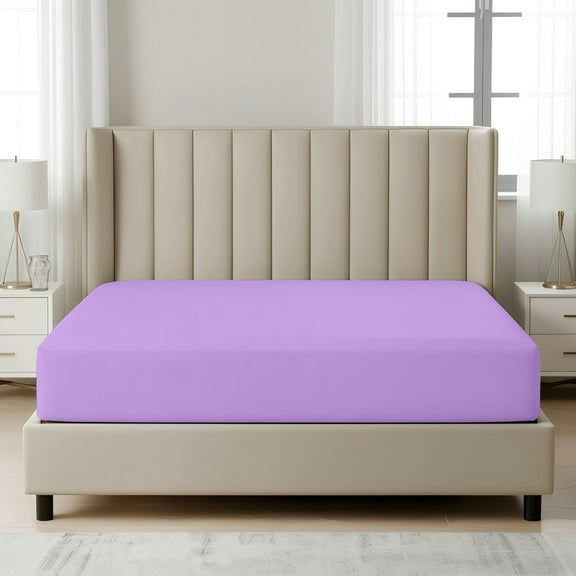 Máulli Collection Fitted Sheet Queen – 1 Pc, Lavender, 1800 Series Premium Brushed Microfiber, Ultra-Soft Hotel Luxury, Deep Pocket, Durable & Long Lasting, Wrinkle & Fade Resistant