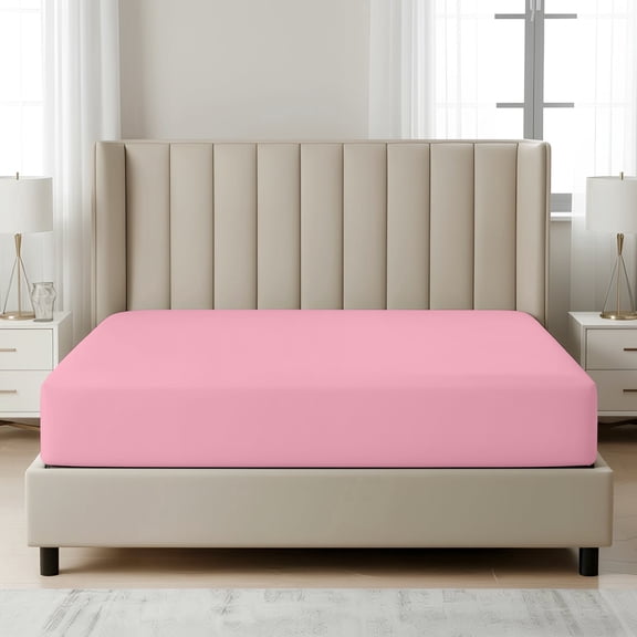 Máulli Collection Fitted Sheet Queen – 1 Pc, Pink, 1800 Series Premium Brushed Microfiber, Ultra-Soft Hotel Luxury, Deep Pocket, Durable & Long Lasting, Wrinkle & Fade Resistant