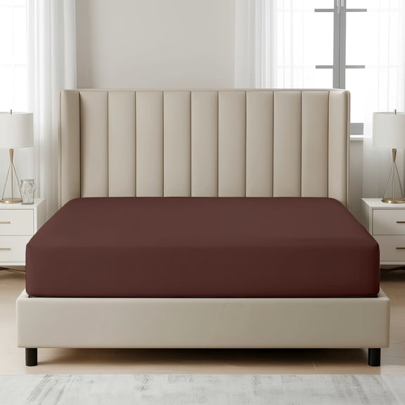 Máulli Collection Fitted Sheet Twin XL – 1 Pc, Brown, 1800 Series Premium Brushed Microfiber, Ultra-Soft Hotel Luxury, Deep Pocket, Durable & Long Lasting, Wrinkle & Fade Resistant