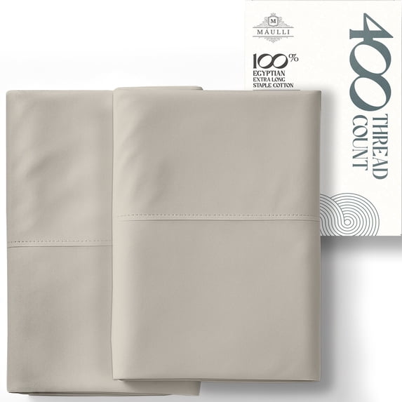 Máulli Collection King Pillow Cases 400 Thread Count - 100% Cotton King Pillowcases Set of 2 (Silver), Luxuriously Soft Cool Hotel Quality Pillowcases