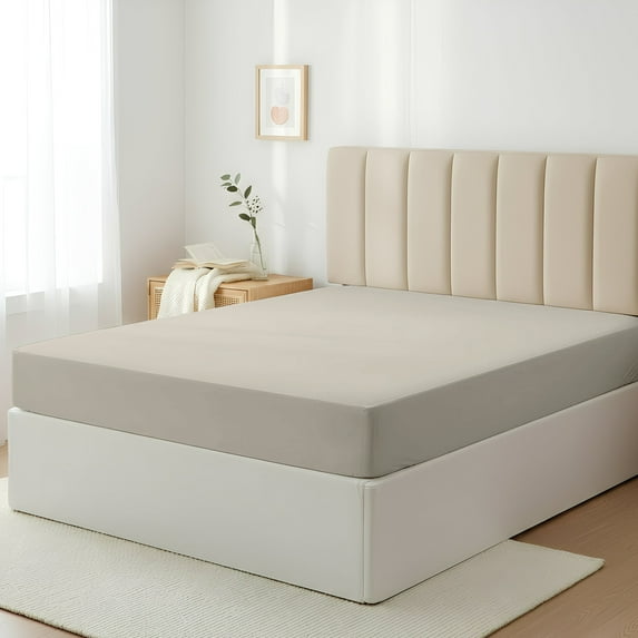 Máulli Collection King Size Fitted Sheet Only - 100% Cotton 400 Thread Count Deep Pocket King Fitted Sheet, 100% Egyptian cotton Bottom Sheet King Size, Sateen Bottom Sheet, Fits upto 18"- Silver