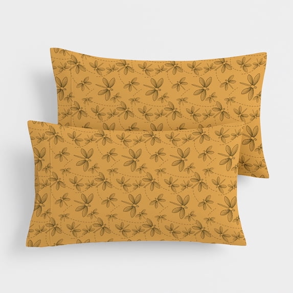 Máulli Collection Queen Pillow Cases Set of 2 - 100% Organic Cotton Pillow Cases Crisp, Cool Percale Printed Pillowcase for Queen Pillow (Damsel Fly)