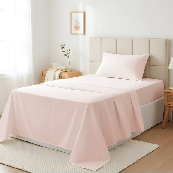 Máulli Collection Twin XL Sheet Sets Cotton - 400 Thread Count 100% Cotton XL Twin Sheets, 3 PC (Blush), Luxury Soft, Breathable, Cooling, Extra Large 16" Deep Pocket Sateen Bedsheet for Dorm Rooms