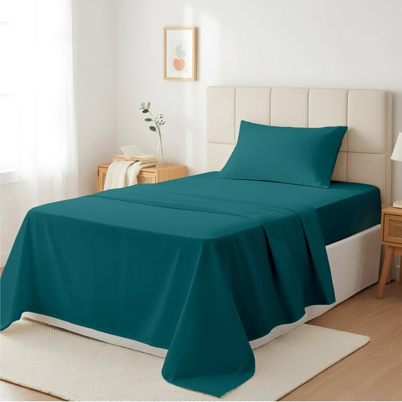 Máulli Collection Twin XL Sheets Set Cotton - 400 Thread Count 100% Cotton Twin XL Sheet Set, 3 PC Twin XL Sheets, Cooling & Luxury Sateen Sheets, 16" Deep Pocket Soft Sateen Cotton Sheets (Teal)