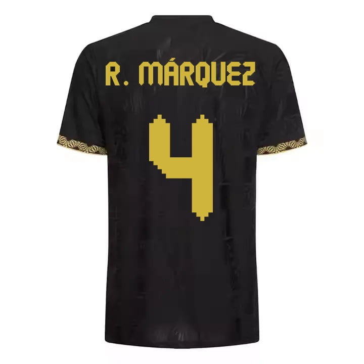 2025優勝！ ペニャロール ゲームシャツ C. Rodriguez 7 México Black Gold Adult C. Rodríguez #8 Soccer Jersey 2025