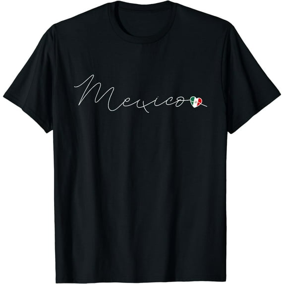 México Simple Love Mexican Flag Heart on Mexico T-Shirt