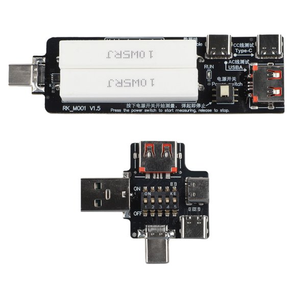 M001 Kelvin Wire Resistance Meter for Type-C Power, Voltage Current Tester with Fast Data Transfer, Accurate Readings for Home and Electrical Testing Needs, Compact ABS Design