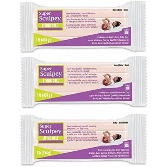 M02093x3 3 lb Super Sculpey Living Doll Baby Oven Bake Polymer Clay Sculpting QC1$$Art & Craft