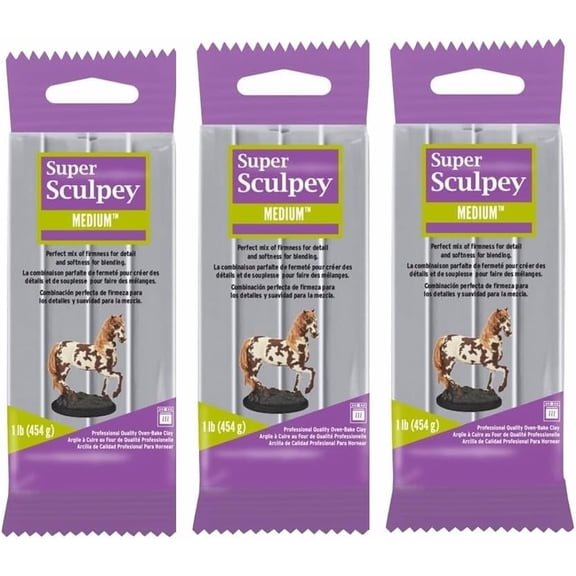 M02879x3 3lb Super Sculpey Medium Blend Gray Oven Bake Polymer Clay QC1$$Art & Craft