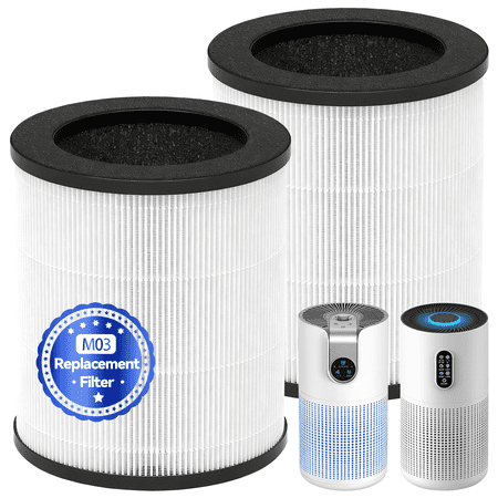 M03 Replacement Filter Compatible with MOOKA M03 & B-D03 and TENKER M03 Air Purifier,Efficient Air Filter,Pre-Filter, HEPA Filter,Activated Carbon Filter,3-in-1 Filtration System,2 pack