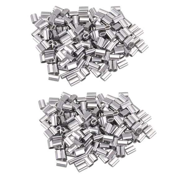 M1.5 Wire Rope Aluminum Ferrule Cable Ties Crimp Wire Rope Chuck Aluminum Jacket 400 Pieces,400 (+/- 2%) Pcs x Wire Rope Cover,silver tone