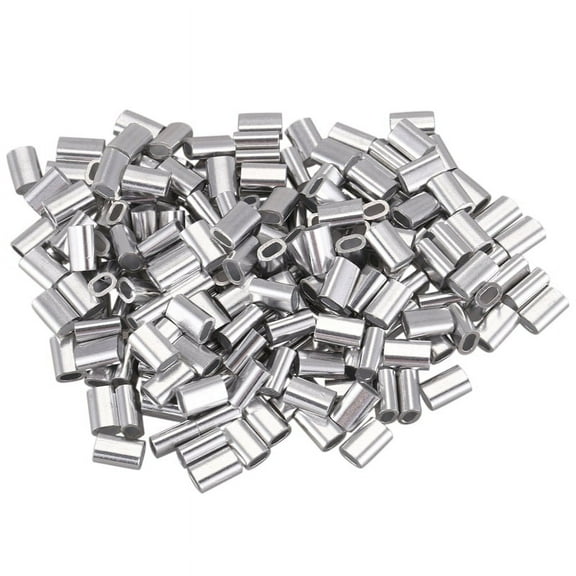 M1.5 wire rope aluminum ferrule cable ties Crimp Wire rope chuck aluminum jacket 200 pieces,200 (+/- 2%) Pcs x Wire Rope Cover,silver tone